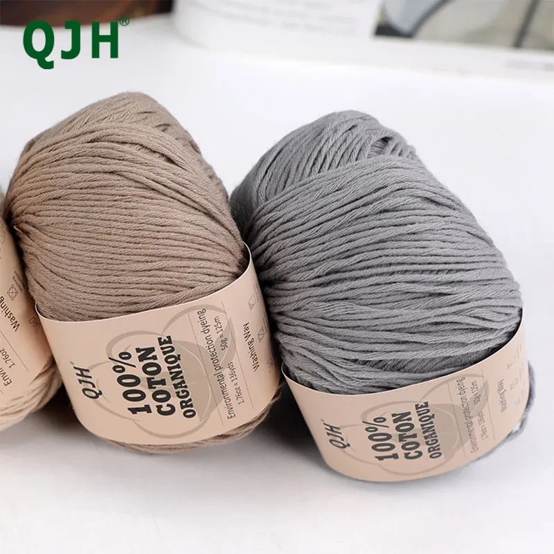 QJH Garn aus 100 % Bio-Baumwolle, Garn zum Stricken, Häkeln und Basteln, 2er-Pack – 1,76 Unzen/136 Yards/1 Stück, leicht, Dk
