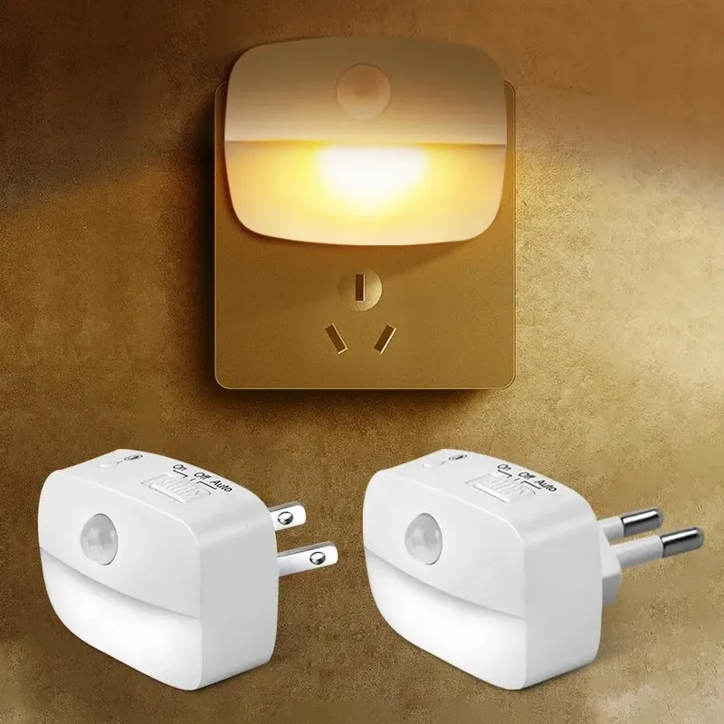 LED Nachtlicht Mit Motion Sensor Licht EU UNS Steckdose Lampen Kinder Nacht Lichter Drahtlose Wand Nacht Schlafzimmer Nacht Lampe