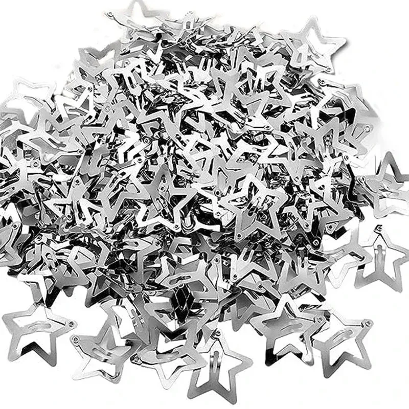 10/25/50/100/200 Stück Y2K Silber Stern Haarspangen für Mädchen Metall Snap Clip Haarnadeln Haarspangen Haargriff Juwel Haarschmuck