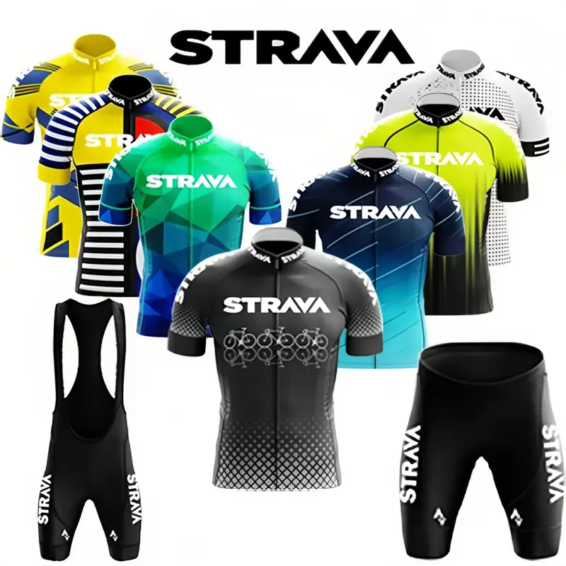 Strava Herren-Radsport-Outfit, Fahrrad-Shorts, Rennrad, Sport-Set, Mountainbike-Trikot, atmungsaktive Sommerkleidung, Pro-Uniform