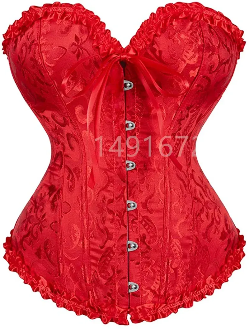 Sapubonva Rotes Korsett Bustier Top Damen Viktorianisch Sexy Weiß Schwarz Grün Vintage Blume Vollbrust Plus Size Dessous Mieder