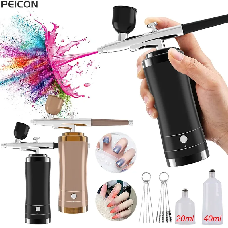 Airbrush Nagel mit Kompressor Tragbarer Airbrush Nail Art Kompressor für Nägel Kuchen Malerei Handwerk Air Brush Kit Nägel Spray