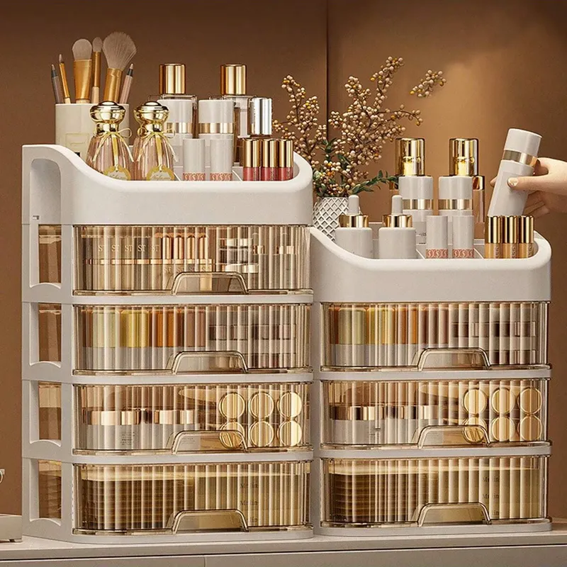 1 Stück mehrschichtige Make-up-Aufbewahrungsbox, Kosmetikaufbewahrung für die Hautpflege, Lidschatten, Lotionen, Lippenstift, ideal für Kommode, Badezimmer, Schlafzimmer