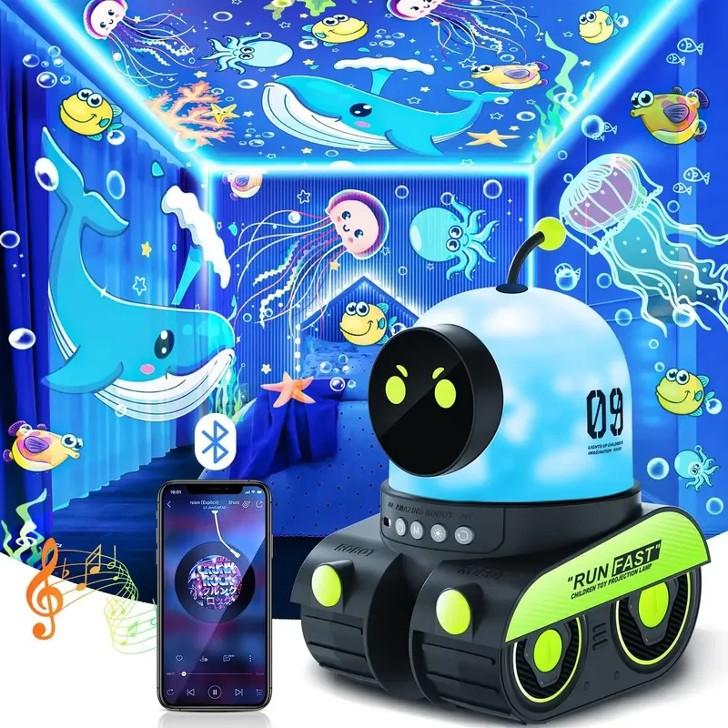Sternprojektor-Nachtlicht für Kinder, 21 Filme, Roboter-Musiklampe, ideales Geschenk für Geburtstag, Weihnachtsfeiern, Raumdekoration