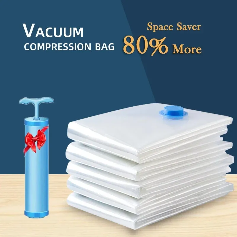 Vakuum-Aufbewahrungsbeutel, Kompressions-Organizer, Vakuumierbeutel mit Reise-Siegel, Paket-Organizer, Handpumpe für Decken, Kleidung