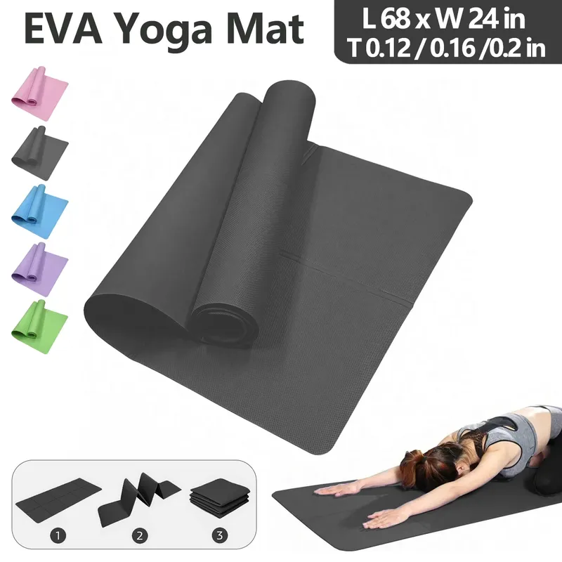 Faltbare Yogamatte, umweltfreundlich, EVA, faltbar, Reise-Fitness-Übungsmatte, 3 mm/4 mm/6 mm dick, für Yoga, Pilates und Bodentraining