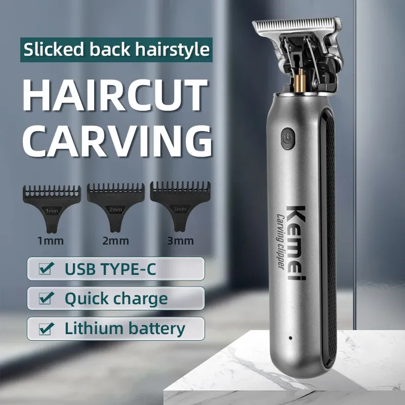 Kemei Mini-Haarschneidemaschine für Herren, Bartschneider, Zero Gapped T-Blade Haarschneidemaschine, kabellos, professionelle Haarschneidemaschine KM-1757