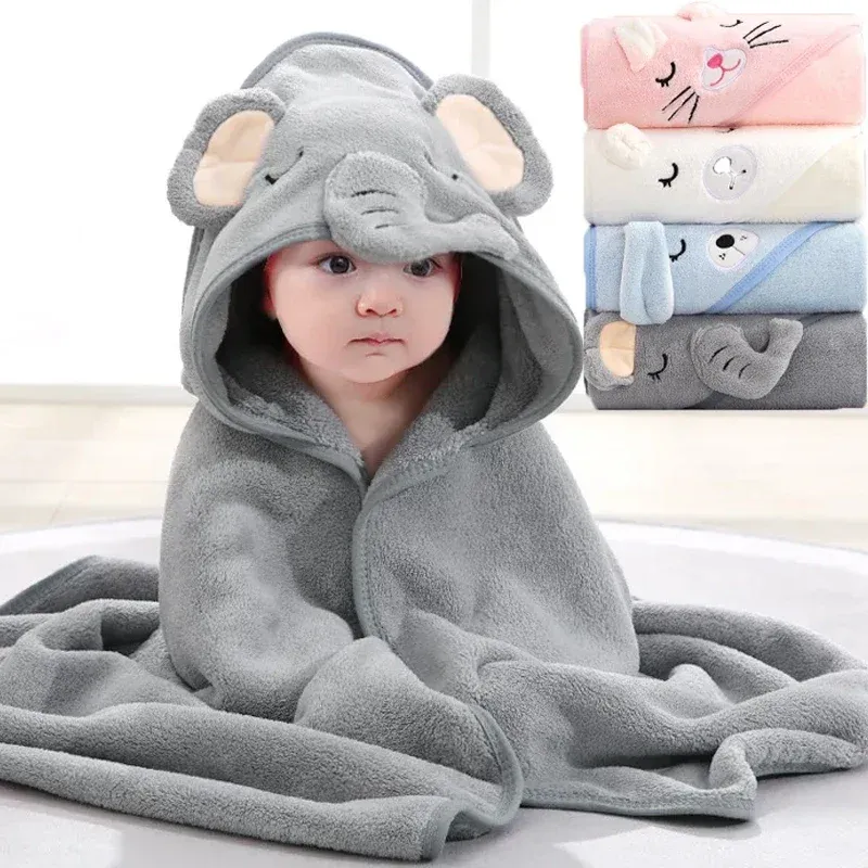 Cartoon Tier Baby Mit Kapuze Badetücher Kleinkind Bademantel Warme Schlafen Swaddle Wrap für Jungen Mädchen Neugeborenen Weiche Handtuch Decke