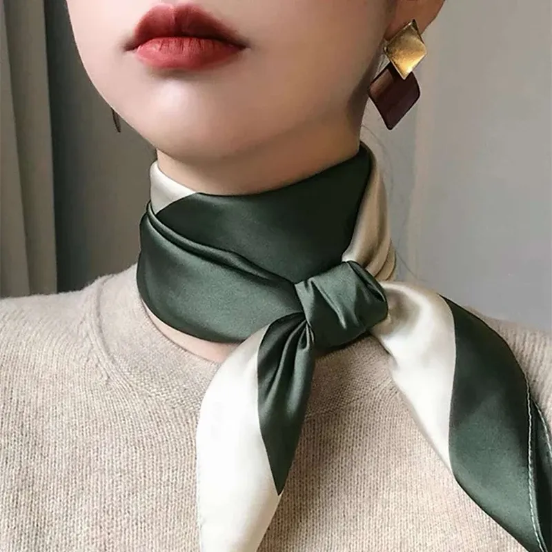 Mode Druck Seide Haarbänder Schal Frauen 2024 Frühjahr Neue Elegante Blumen Bandana Halstuch Kopf Bands Foulard Weibliche Schals