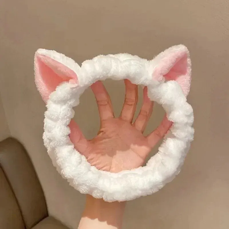 CNKESS Haarband Katze Korallen Plüsch Stirnband Niedliche Weiche Haarschleife Stirnband Haarband Waschen Gesicht Make-Up Stirnband Verband Mädchen Zubehör