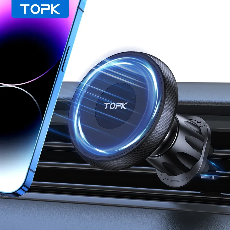 TOPK Magnetischer Autotelefonhalter, Entlüftungsschlitze, Autotelefonständer für Magsafe iPhone 15 14 13 Pro Max, Xiaomi Samsung, starker Magnethalter