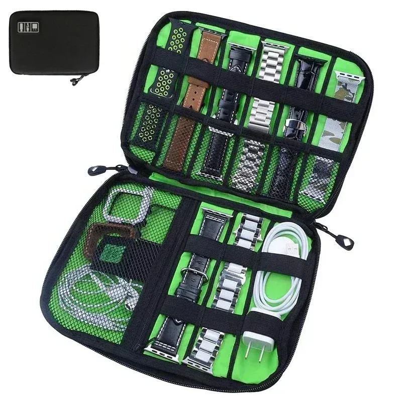 1pc schwarz grün Aufbewahrung tasche elektronisches Zubehör Organizer tragbare USB-Datenkabel Ladegerät Stecker Reise wasserdicht Organizer