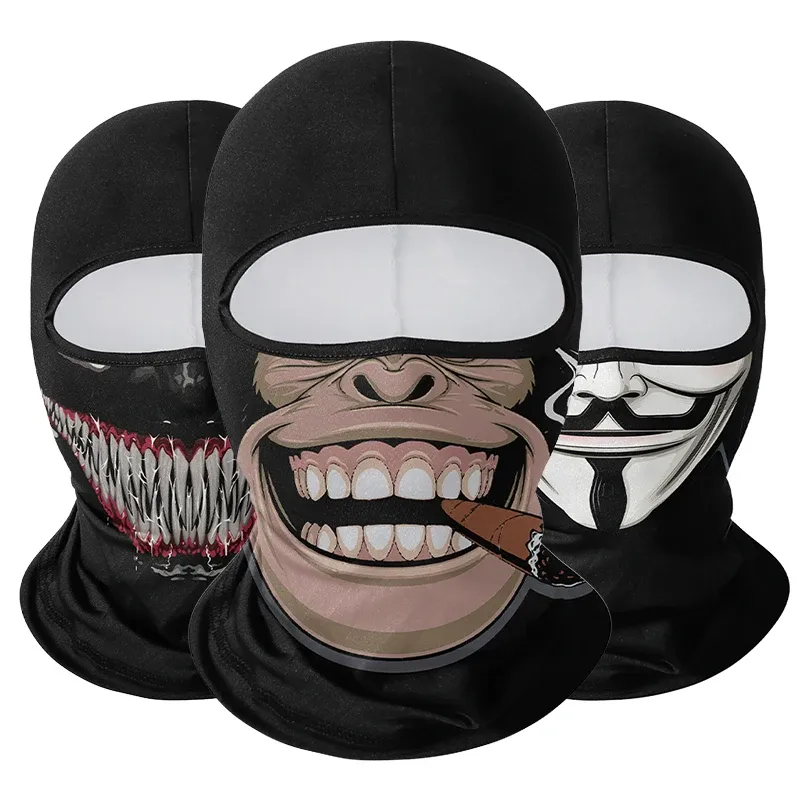 Fahrradmaske, Totenkopf, schnell trocknend, Sonnenschutz, Sturmhaube, Herren-Motorrad-elastischer Helm, gefüttert, Geist, volles Gesicht, winddichte Kopfbedeckung