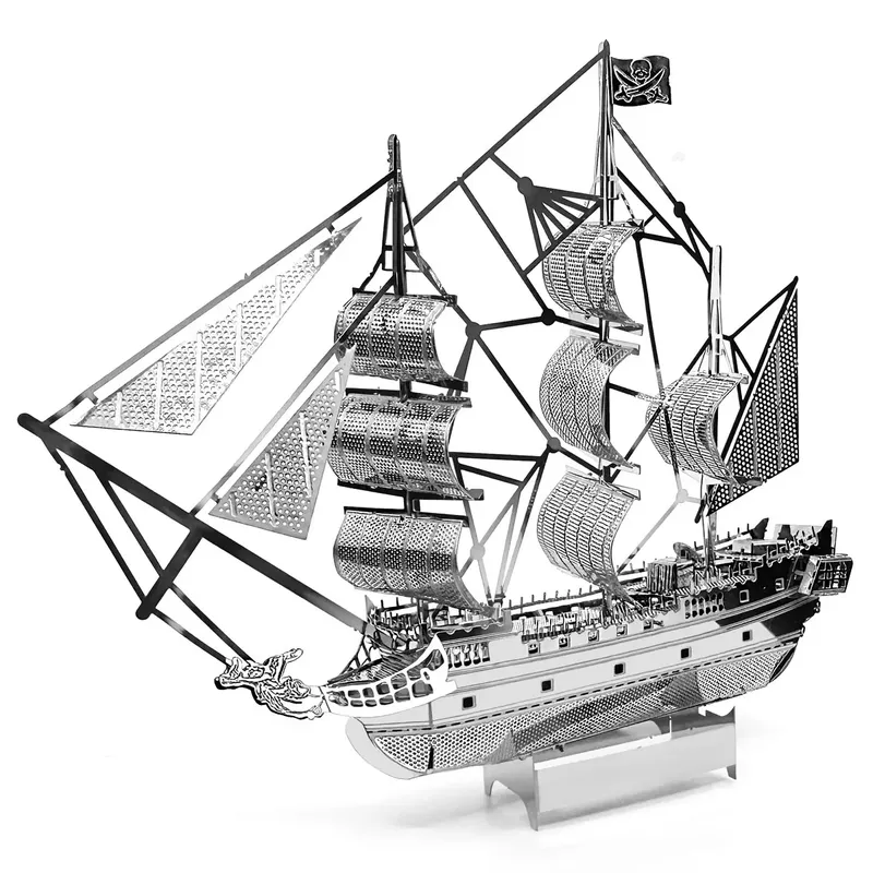 Schwarz perle piraten schiff 3d metall puzzle modell kits diy laser geschnitten puzzles puzzles für kinder
