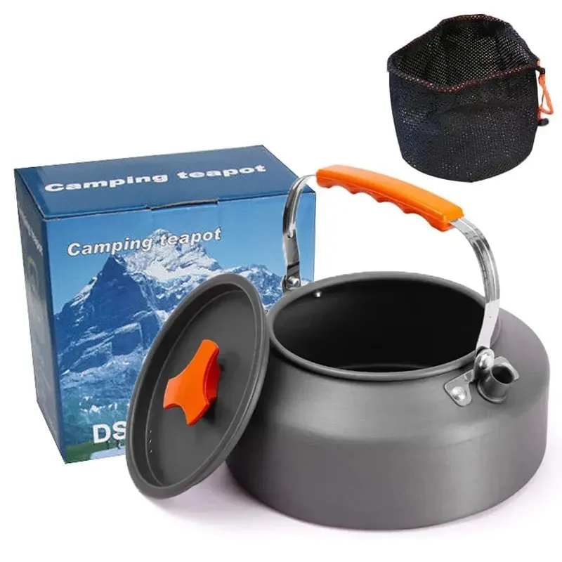 1,1 l Camping-Wasserkocher, leichte Teekanne aus Aluminiumlegierung für Outdoor-Tourismus, Kochgeschirr, Reisen, Wandern, Picknick, Geschirr
