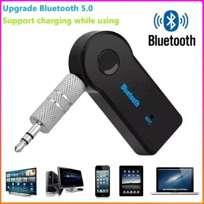 Kabelloser Bluetooth 5.0 Auto-3,5-mm-Adapter, AUX Bluetooth 5.0 Empfänger, Audio-Konverter für Mobiltelefone, Freisprech-Stereo-Adapter