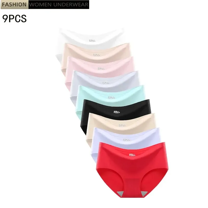 9 Teile/los Nahtlose Sommer Unterwäsche für Frauen Monochrome Unterwäsche Mittlere Taille Sexy Studentin Briefs Bequem
