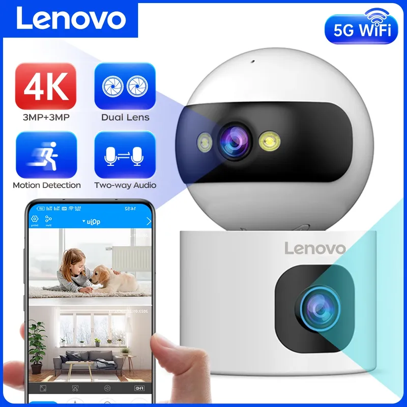 Lenovo 4k IP-Kamera 5g WLAN Dual-Objektiv Smart Home Auto Tracking CCTV-Kamera drahtlose Überwachungs kamera Sicherheit Baby phone