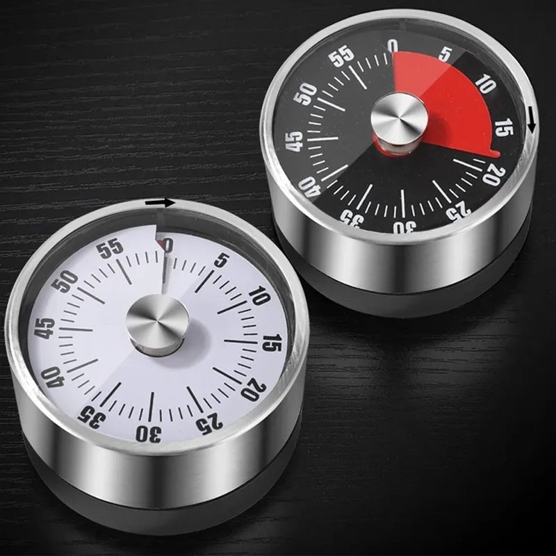 Edelstahl Mechanischer Küchentimer 60-Minuten-Countdown Magnetischer Alarm-Erinnerer für Kochen & Lernen