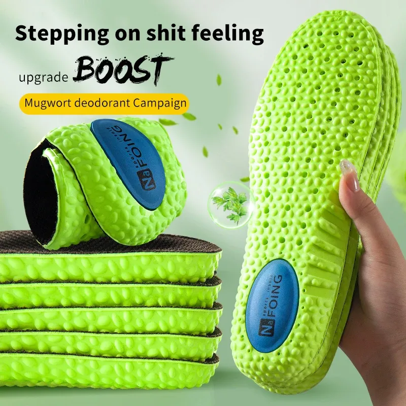 Sport Stoßdämpfung Einlegesohle Grün PU Memory Foam Atmungsaktive Arch Support Orthopädische Schuhe Pad Männer Frauen Fußpflege Schuhe Pad