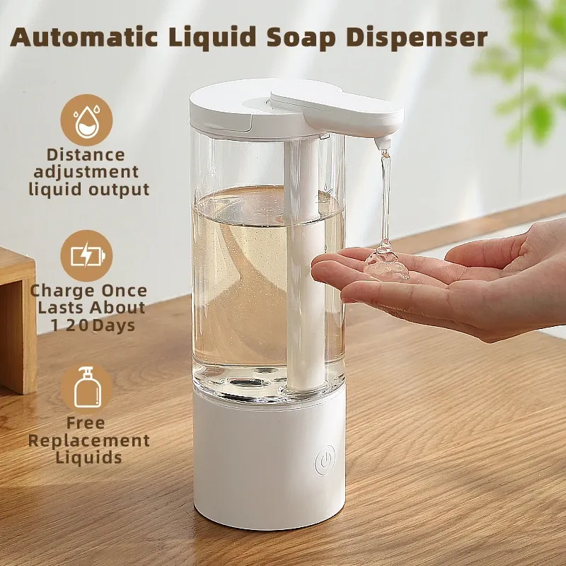 Küche 500 ml Automatischer Flüssigseifenspender USB wiederaufladbar Touchless Hand Hohe Kapazität Waschmittel Badezimmerspender