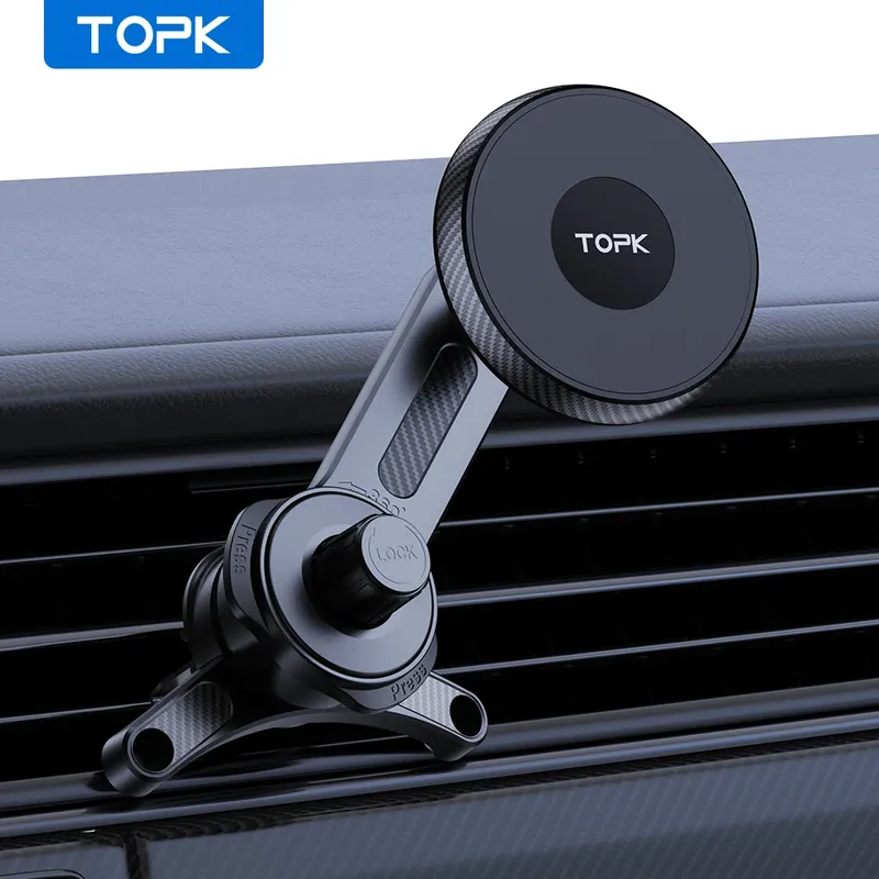 TOPK Premium ForMagsafe Autotelefonhalter, verlängerter Arm, 3-Punkt-stabile Unterstützung, Einhandbedienung, Metallhakenhalterung für Auto