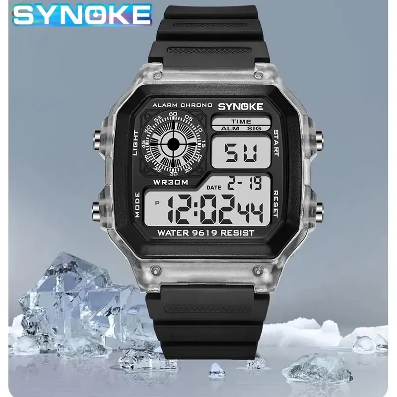 Synoke digital uhren männer sport leuchtende multifunktion wasserdicht chrono armbanduhr outdoor und lauf student sieben lichter