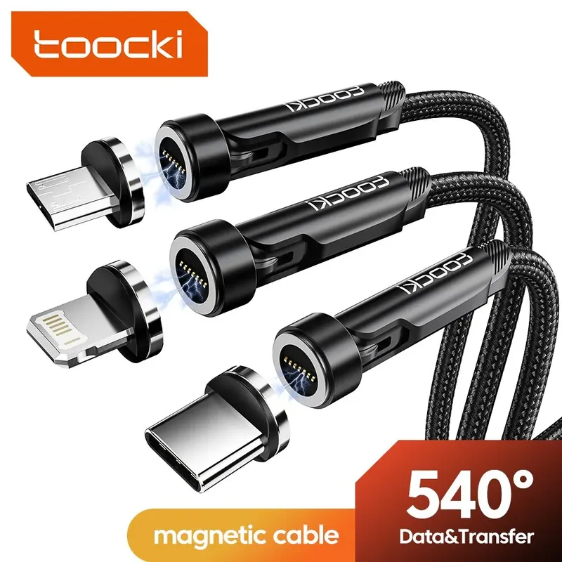 Toocki drehen magnetisches USB Typ C Kabel für iPhone 12 x Xiaomi Schnell ladegerät Micro USB Typ C Magnet Ladekabel Datenkabel
