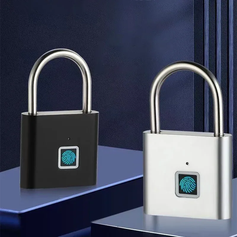 Schlüsselloses USB-Lade-Fingerabdruckschloss, intelligentes Vorhängeschloss, wasserdichtes Türschloss, 0,2 Sek., Entsperren des tragbaren Diebstahlschutz-Vorhängeschlosses aus Zink für Zuhause