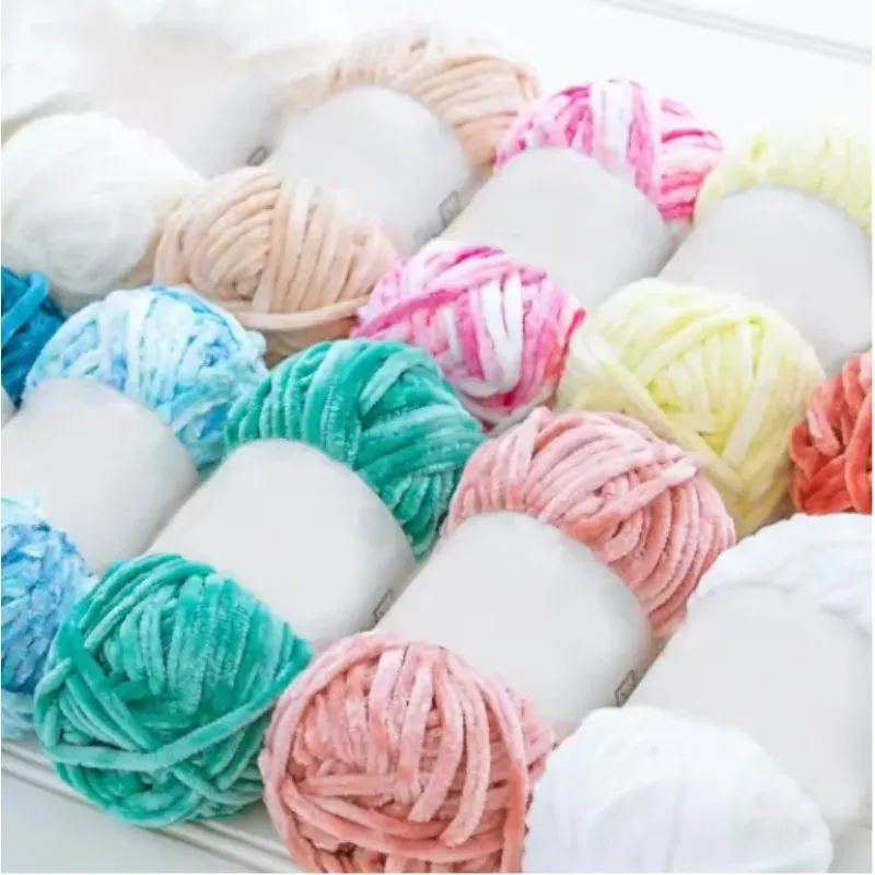 1 Stück 100 g superweiche Samtwolle, grobes Strickgarn, Materialpaket, handgewebtes Hut-Schal-Kissen