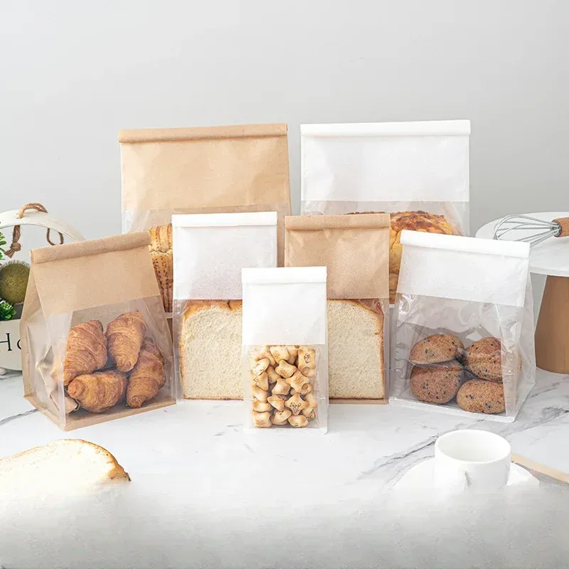 10–50 Stück Toastbeutel in 4 Größen, Verpackungsbeutel, selbstdichtender Brotbeutel, Draht, gerollter Rand, Backen, transparenter Keks-Kuchenbeutel, versiegelter Tee