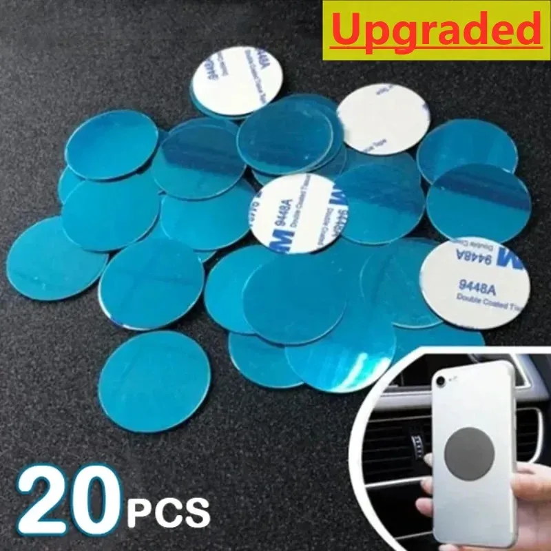 20 Stück Universal-Montage-Metallplatte mit selbstklebender magnetischer Halterung für Autohalter, Ersatz-Metallplatten-Set, Magnet-Handyständer