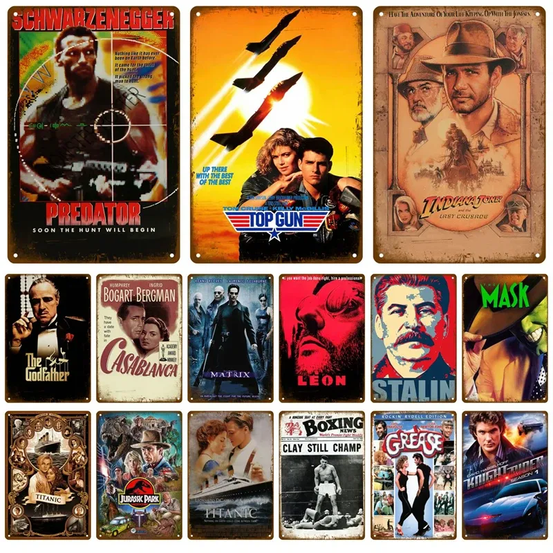 Vintage Metallschild Film Retro Blechschild Ästhetisches Wohnzimmer Metall Wanddekoration Dekoration Kino Industrie Deko Filme Poster