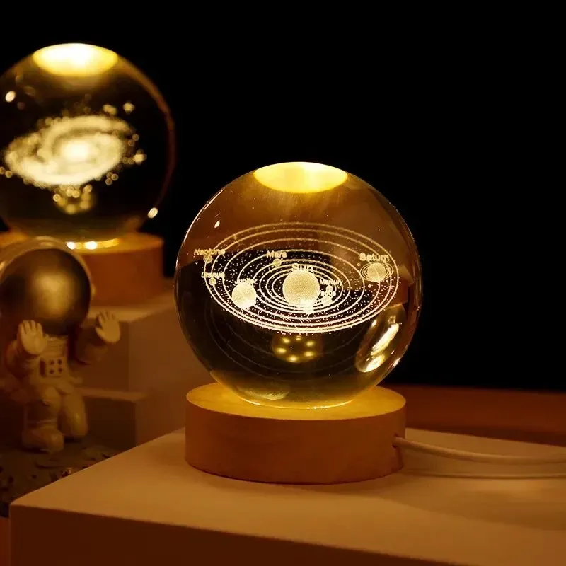 Geschenk Festival USB führte Nachtlicht, Galaxie Kristall kugel Lampe, 3D Planet Mond lampe, Heim dekoration