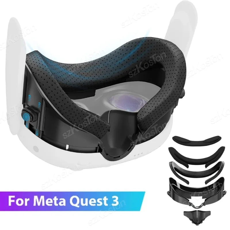 Gesichtsschnittstellen-Gesichtsabdeckung für Meta Quest 3 VR mit Anti-Licht-Nasenpolster, PU-Leder-Gesichtskissen für Meta Quest 3-Zubehör