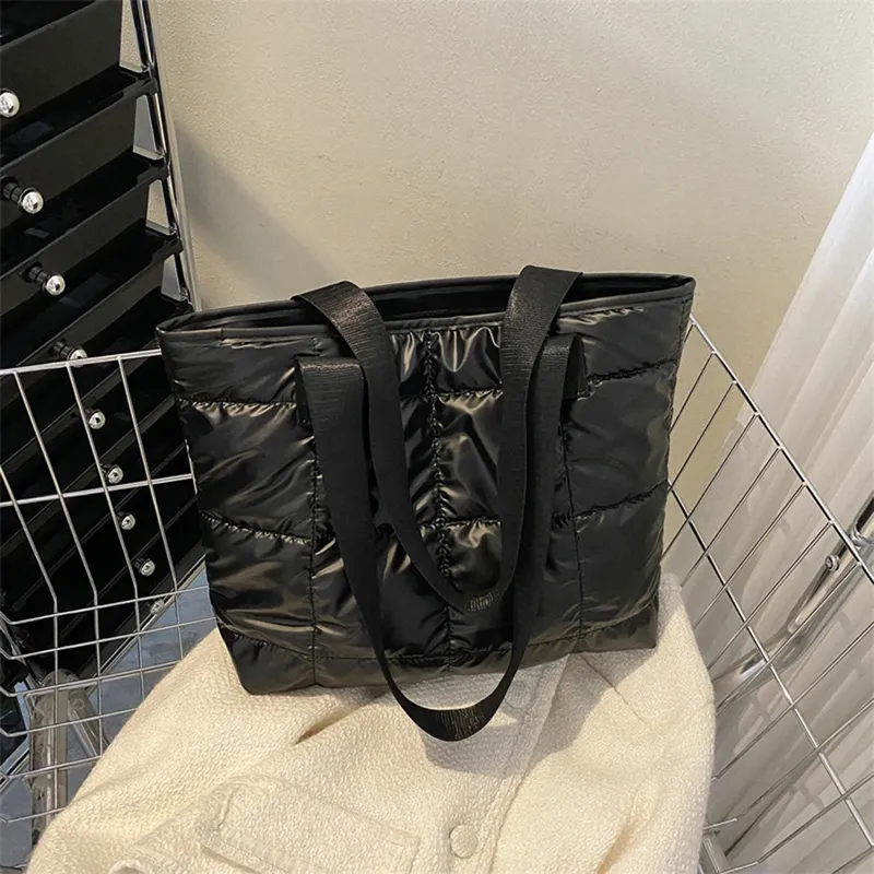 Modische Damen-Tragetasche, große Kapazität, Baumwolle, gepolstert, Einkaufstasche, Raute, tragbare Handtasche, gesteppt, solide, für Freizeitreisen