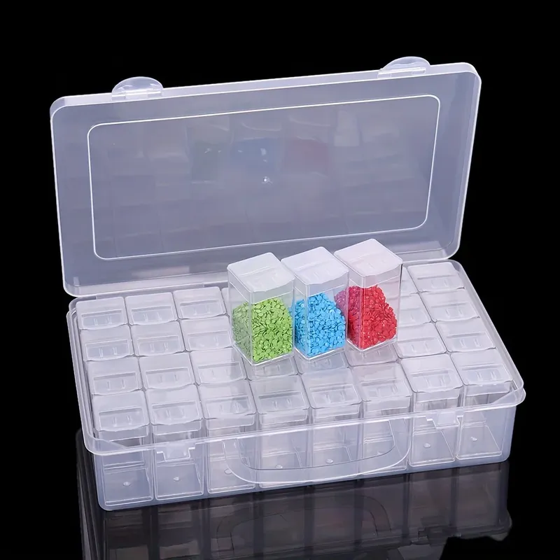 Transparente Aufbewahrungsbox mit 32 Fächern, Diamantmalerei und Strass-Aufbewahrungswerkzeug (unabhängige kleine Box, einfach zu sortieren)