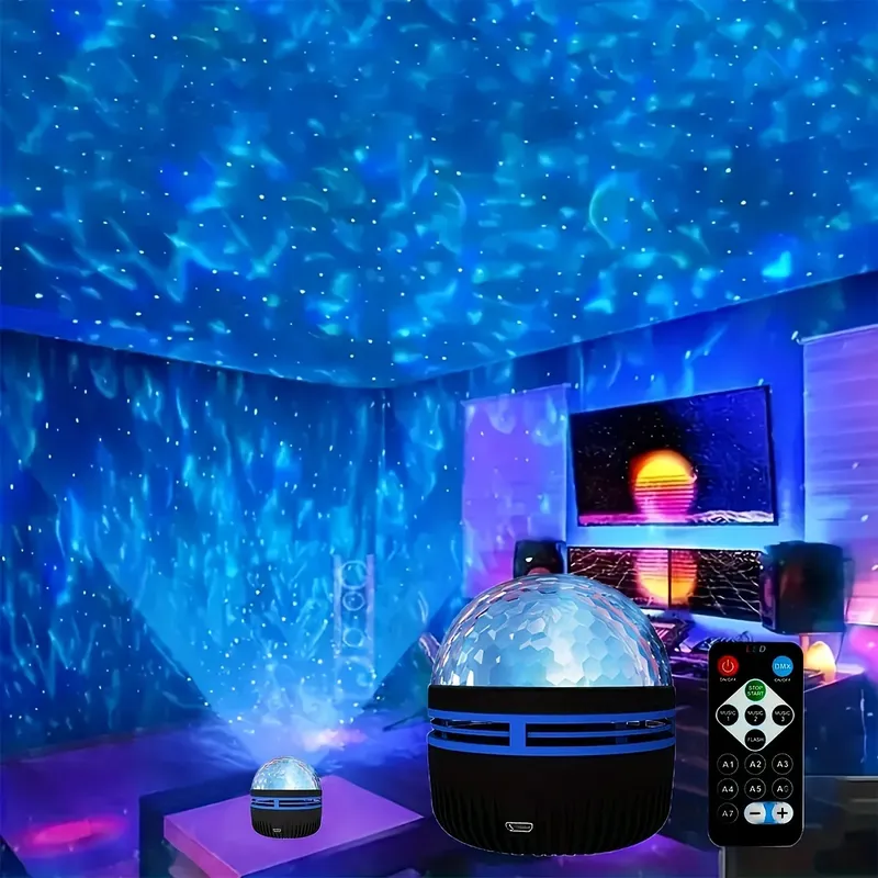 LED Starry Galaxy Ocean Wave Projektor RGB Smart Fernbedienung Lampe KTV USB Weihnachtsbeleuchtung Auto Drehen für Home Schlafzimmer Dekor