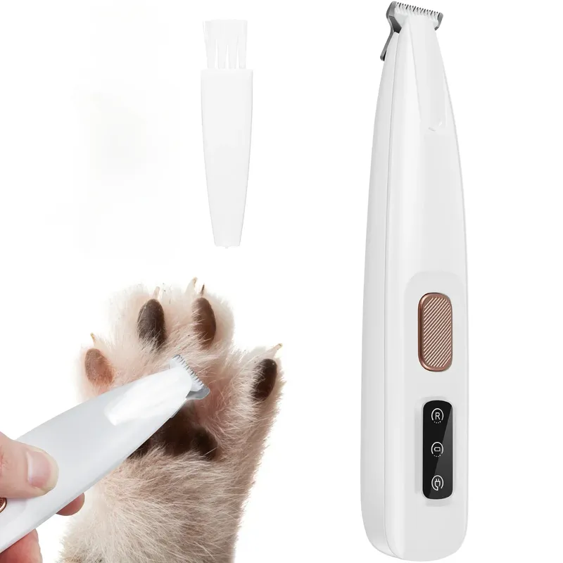 Neuer Hundepfoten-Trimmer mit LED-Licht, vollständig wasserdichter Tierhaarschneider mit LED-Anzeige, Hundeschermaschine zur Fellpflege, 18mm breite Klinge