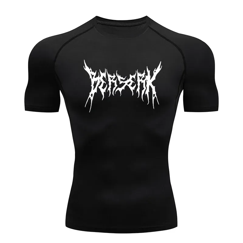 Gym Workout Rash Guard für Männer, sportliche, schnell trocknende Kompressionshemden, T-Shirts mit Berserker-Aufdruck, T-Shirts, Tops, Unterhemden, Baselayers