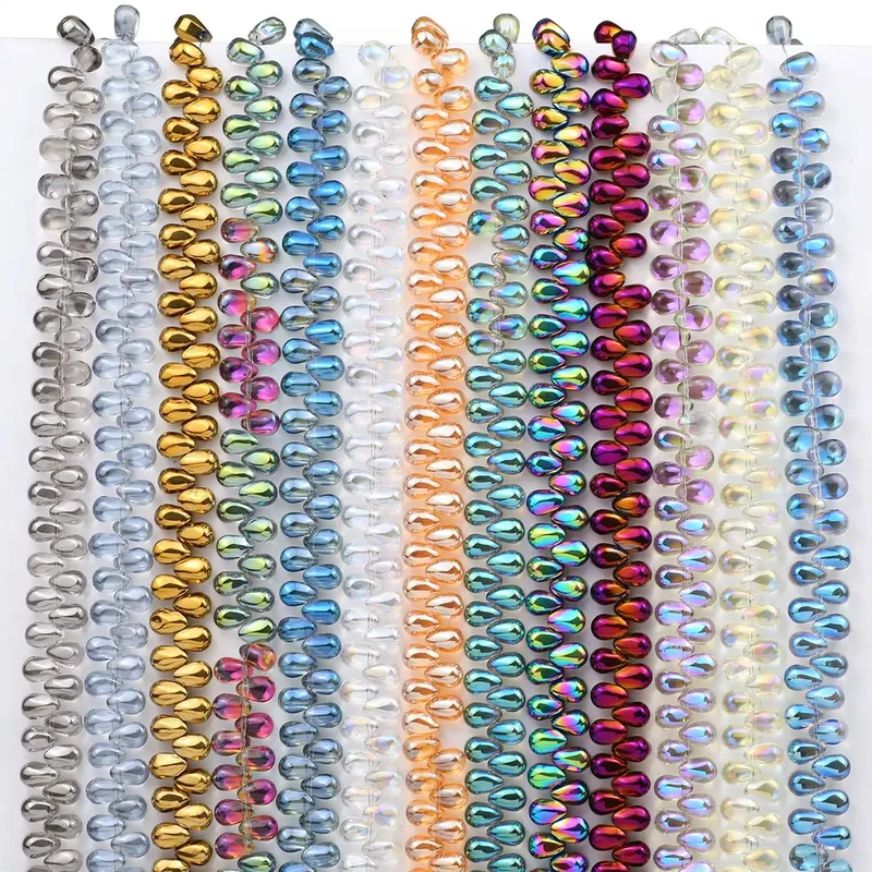 6mm 90 stücke Spacer Teardrop Perlen ab Farb beschichtung Glas Kristall lose Perlen für Schmuck DIY Armband Halskette Zubehör machen
