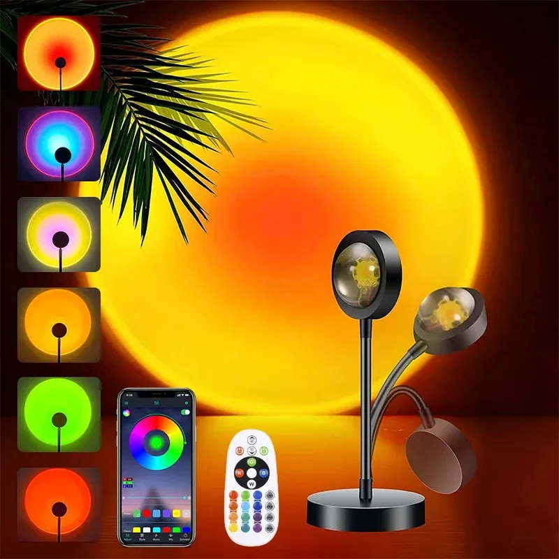 Sonnen untergang Projektor Lampe Bluetooth Nachtlicht Regenbogen Atmosphäre Licht Raum dekor Hintergrund Wand dekoration Schlafzimmer Tisch lampe