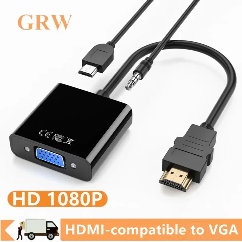 1080P HDMI-kompatibel zu VGA Adapter Kabel Mit 3,5mm Audio Jack USB Power Port Konverter Für PC Laptop PS4/3 Projektor TV Box