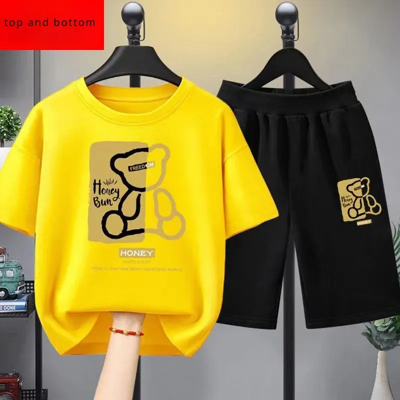Sommer Baby Jungen Kleidung Set Kinder Mädchen Cartoon Bär Gedruckt T-shirts und Shorts 2 stücke Anzug Kind Casual Top Bottom Trainingsanzüge