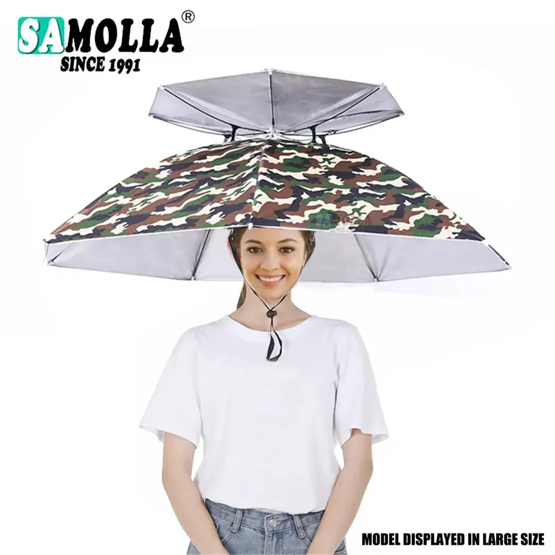 Regen Regenschirm Hut Faltbare Sonnenschutz Wasserdicht Angeln Kopfbedeckung Kappe Strand Kopf Hüte Doppel-Schicht UV Schutz Sonnenschutz - 4.99 EUR