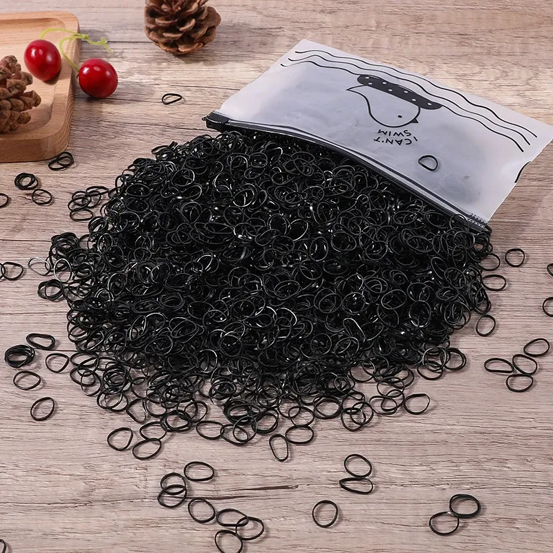 1000/2000 Stück bunte kleine Einweg-Haarbänder Scrunchie Mädchen elastisches Gummiband Pferdeschwanzhalter Haarschmuck Haargummis