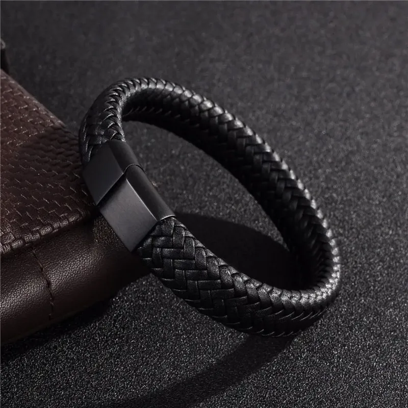 Offener Retro-Armreif aus Leder für Herren, einfaches Handseil aus gewebtem Leder in mehreren Größen, Outdoor-Sportgeschenk