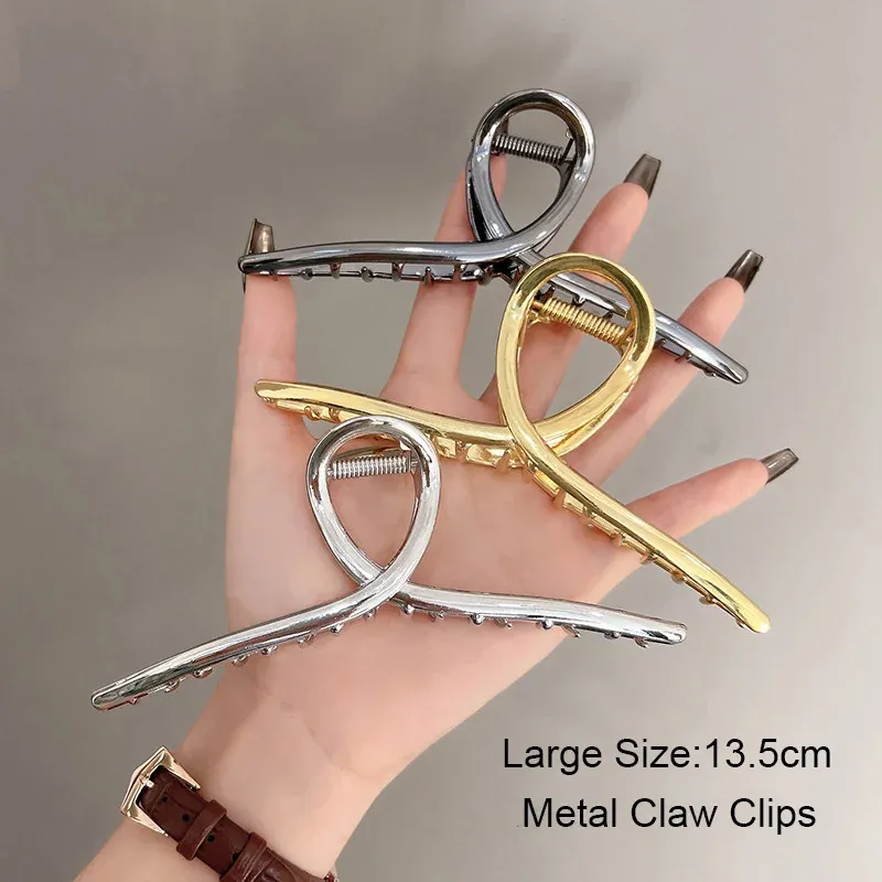 13,5 cm Übergroße Metall Klaue Mode Große Hohl Clip Haarnadel Trendy Hairgrip Kopfbedeckungen Für Mädchen Haar Zubehör Geschenke