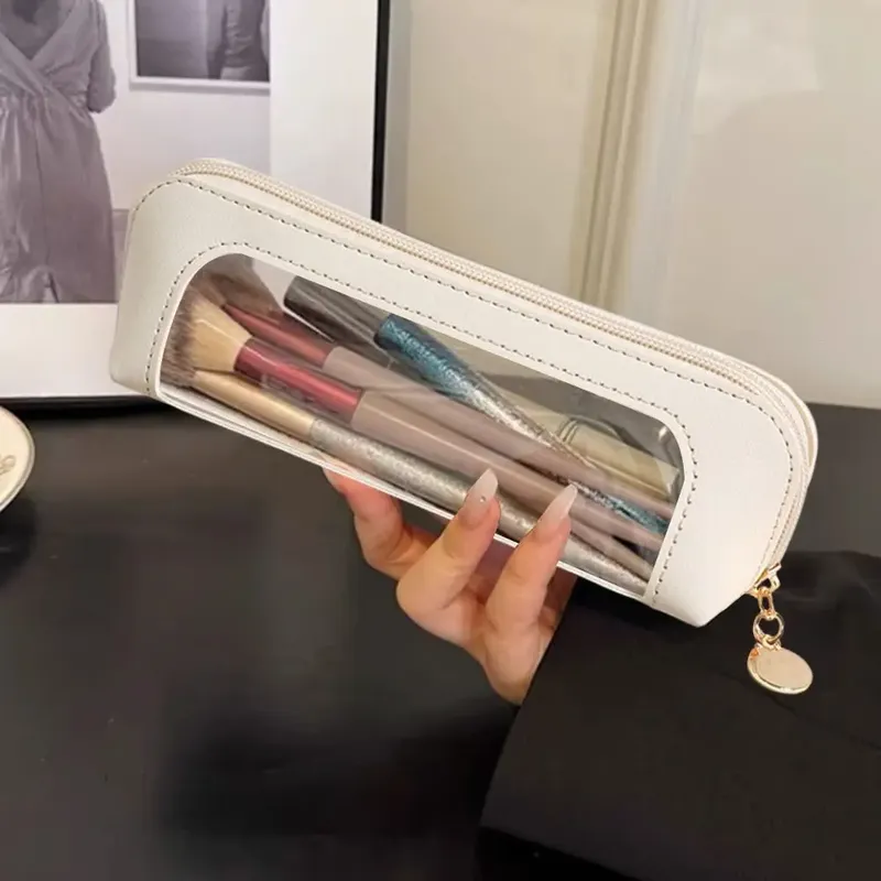 Kosmetiktasche, Aufbewahrungstasche für Make-up-Pinsel, tragbar, für Reisen, Waschen, Toilettenartikel, Organizer, PU, tragbar, klein, Beauty-Case, Kulturbeutel
