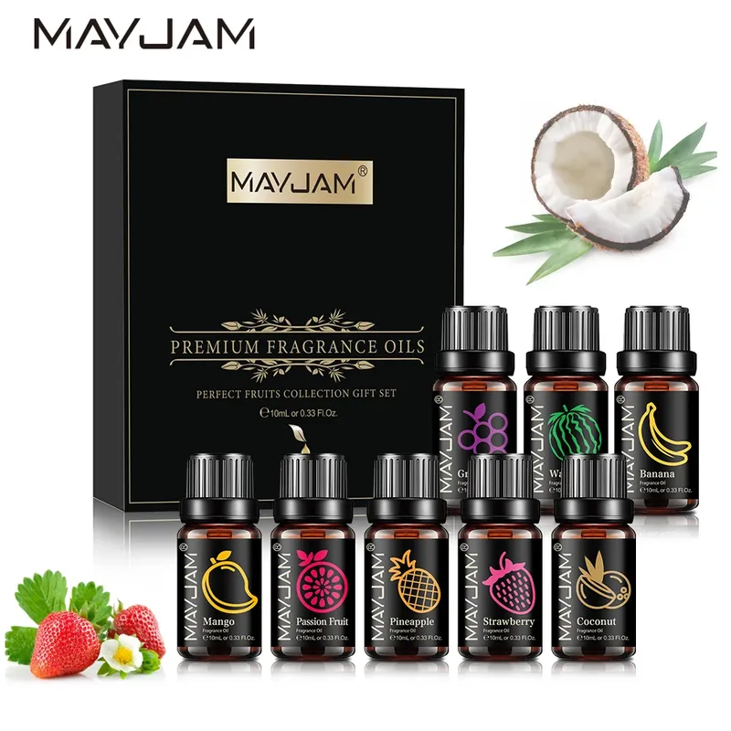 MAYJAM Duftöle-Set, 8-teilig, Geschenkbox, Obst-Aroma-Öl, für Luftbefeuchter, Diffusor, Kerze, Seife, Herstellung von Lufterfrischer